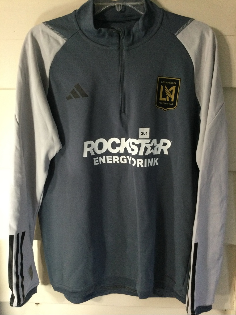 adidas LAFC Quarter-Zip Pullover in Slate Blue & Light Gray